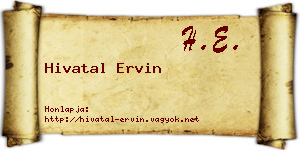 Hivatal Ervin névjegykártya